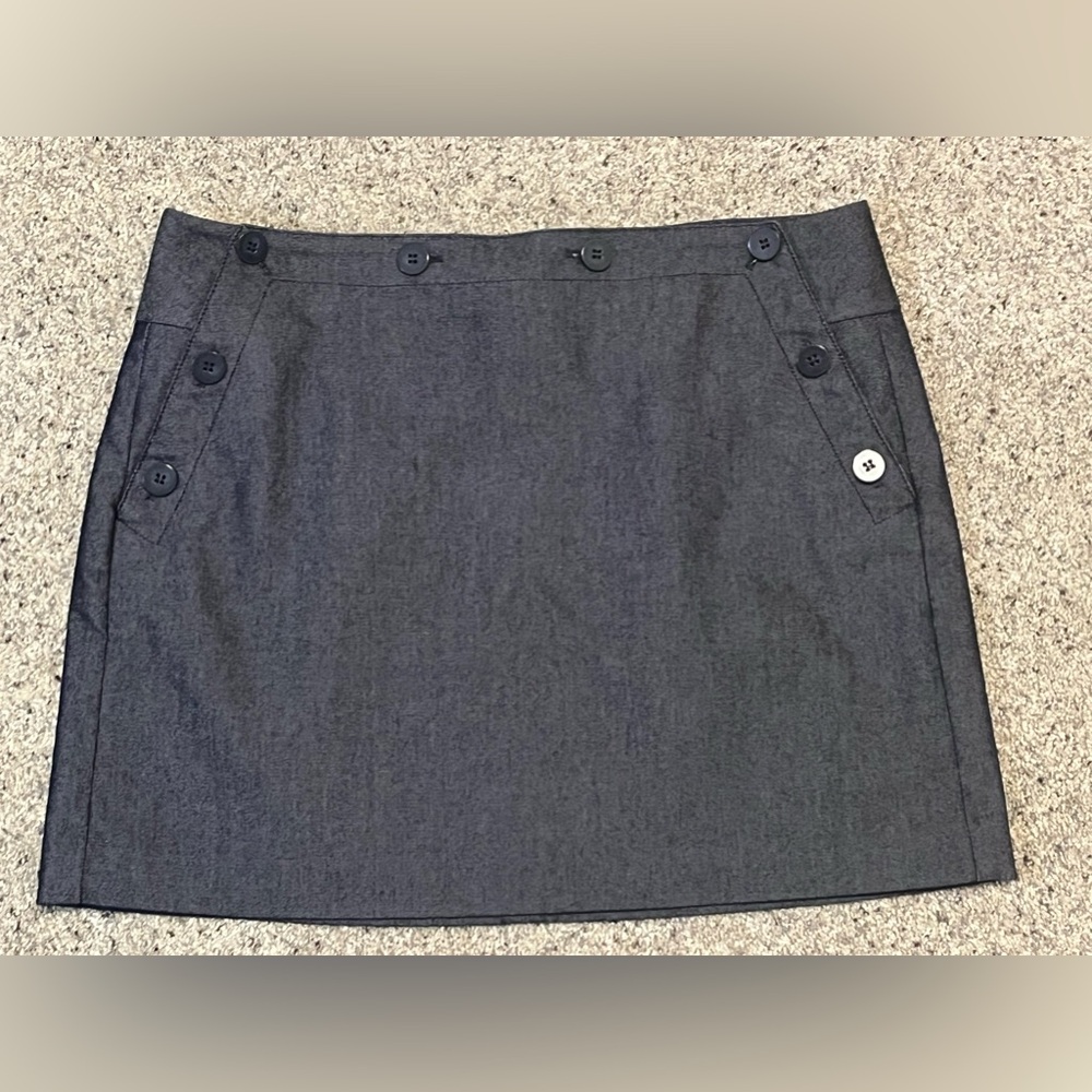 Express Stretch Dark Gray Career 90s Y2K Lace Up Back Mini Skirt 7/8